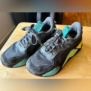 Puma RS-X Sneakers in Gray and Neon Accents